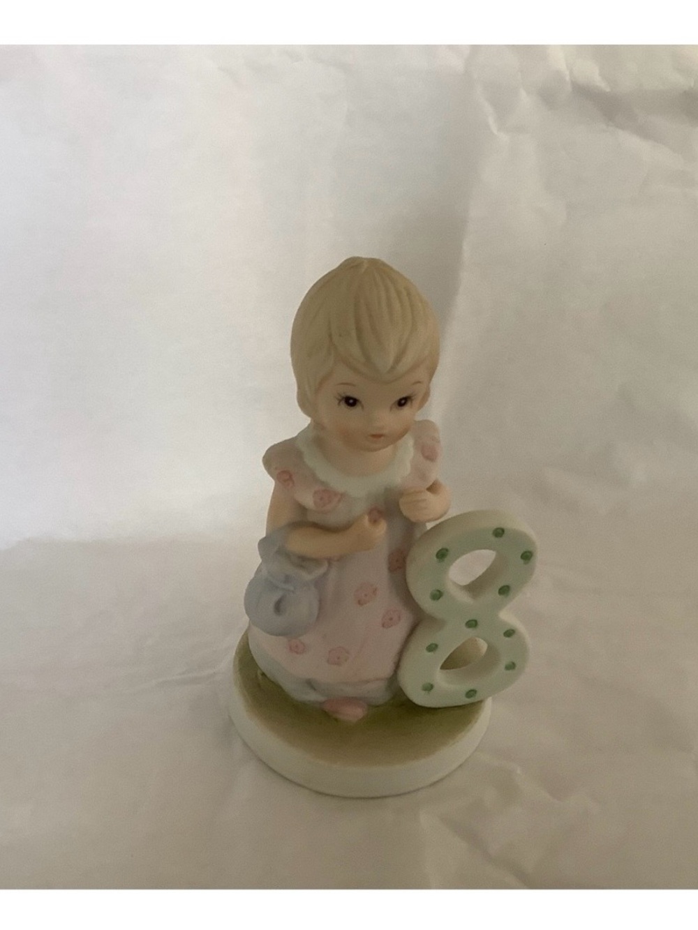 Lefton Porcelain Girl Figurine in Pink and Green